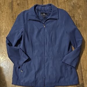 VINTAGE London Fog Jacket Blue Women Large Long Outerwear Lightweight